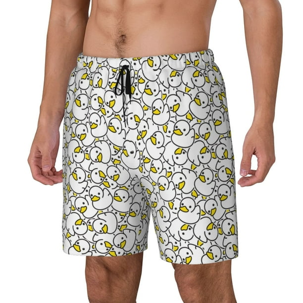 Balery Ducky Bañador para hombre, shorts de playa de secado rápido con entrepierna y forro de compresión-Large