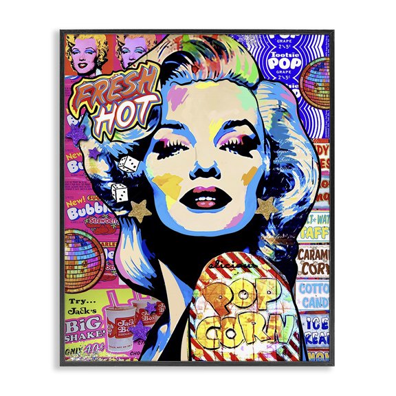 Stupell Industries Contemporary Marilyn Candy Pop Style Black Framed Giclee Art, 11 x 14, by Jess Stempel