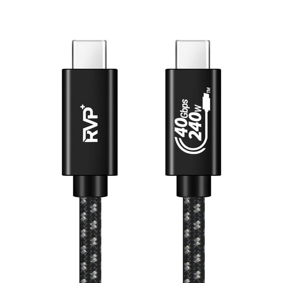 RVP USB4 Thunderbolt 4 Cable 240w, 40Gbps 8K Video Fast Charging USB-C to USB-C Cable - Black (RVP-TH100-BK-3FT)
