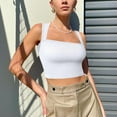 thumbnail image 2 of WBQ Womens Square Neck Tank Top Sleeveless Strappy Double Lined Basic Crop Tops Shirts, 2 of 5