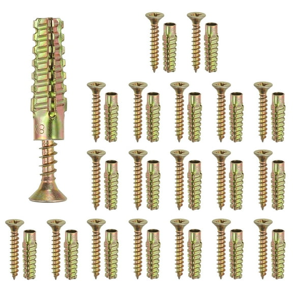 Uxcell 20 Pcs Drywall Hollow Wall Anchors with Screws, 0.24 x 1.5'' Heavy Duty Steel Wall Anchors Kit, Dry Wall Anchors for Concrete Wall Plaster Wall, Multicolor