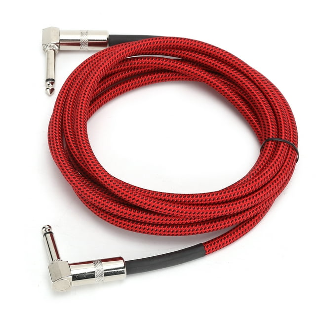 Guitar Cable 10ft 1/4 Inch Right Angle Cable, 22AWG Oxygen Copper Instrument Cable with Flexible Cotton Braid for Electric Guitar Bass Amp and Pro Audio Equipment