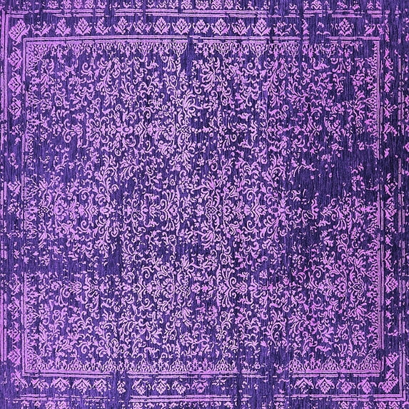 Ahgly Company Indoor Square Oriental Purple Industrial Area Rugs, 7' Square