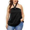 thumbnail image 2 of DARING DIVA Women's Plus Self Tie Halter Neck Camisole 3X Black, 2 of 6