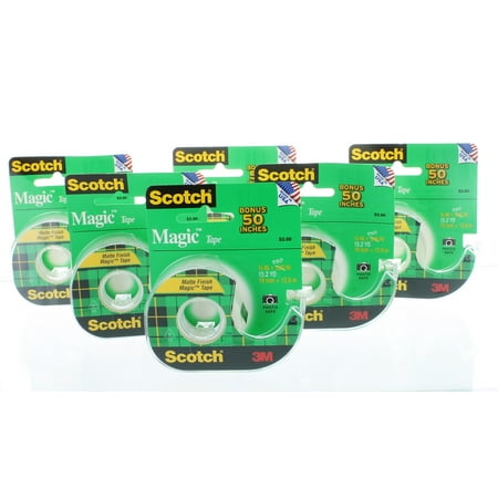 Lot of 6 Rolls Scotch 3M Magic Tape With Dispenser 3300 Inches Matte Finish