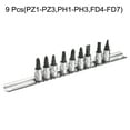 thumbnail image 3 of Uxcell 9pcs Hex Bit Socket Set 1/4" Square Drive PZ1-PZ3,PH1-PH3,FD4-FD7 Pozi Phillips Slotted Extension Impact Bit Power Nut Driver Set S2 & CR-V Steel Socket Ratchet Wrench Bits, Silver Black, 3 of 7