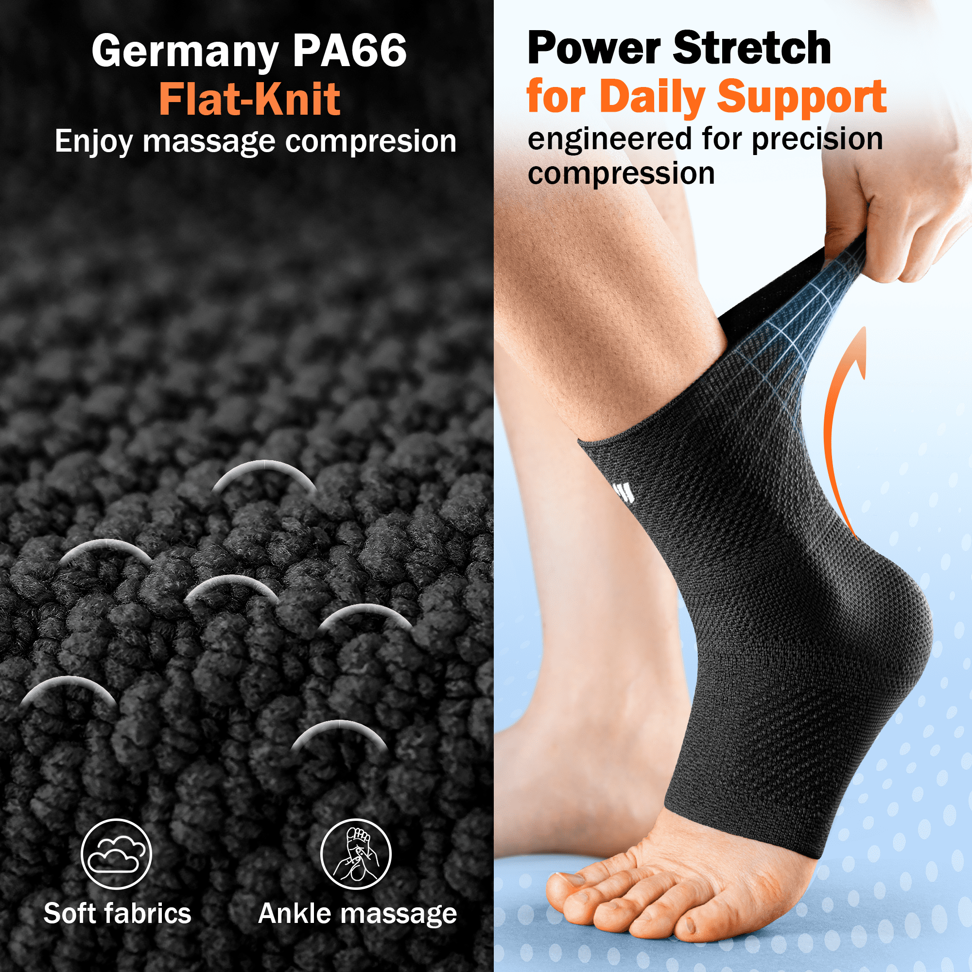 WHCOOL Athletic Ankle Brace for Basketball & Football, 7-Zone Compression Ankle Support with Flexible Stability Strap,Black
