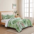thumbnail image 4 of 3 Pieces Twin XL Quilt Set,Tropical Watercolor Plant Leaves Soft Bedding Sets with 1 Quilt & 2 Pillow Shams,Green Leaf Farm Wood Grain Summer Bedspread Lightweight Coverlet Comforter, 4 of 8