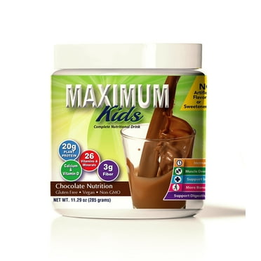 Maximum Kids Complete Organic Powder Mix. Great Tasting, Easy to use, Complete Nutritional Drink with 26 Vitamins and Minerals, 20g of Plant Protein, 3g of Fiber. Kid Tested. Parents Approved.