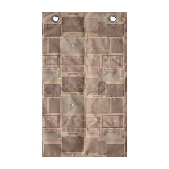 Retro Hanging Pocket Organizer, Travel Work Theme with Leather Bags Accessories Wallet Suitcase Purse, Printed Polyester Storage Bag with Pockets, 21" x 31", Pale Salmon Mauve Taupe