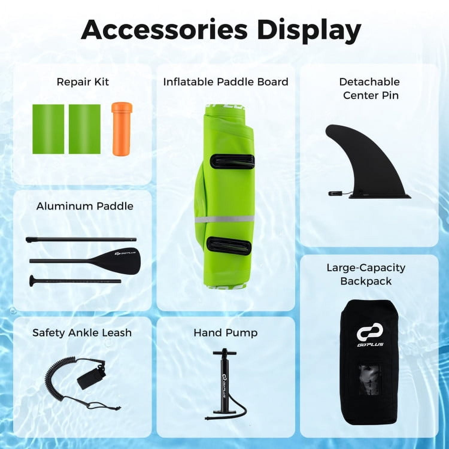 Barara King Inflatable Stand up Paddle Board iSUP Board Accessories with 3 Fins-S