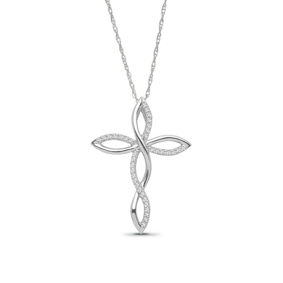 ARAIYA JEWELRY Sterling Silver Diamond Cross Pendant Necklace for Women for Women (1/6 Cttw, I-J Color, I2-I3 Clarity), 18"