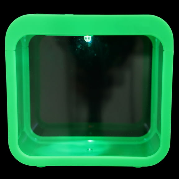 KONTONTY 1.5 Gallon Betta Fish Tank with Detachable Green Plastic and LED Light for Easy Cleaning and Stylish Home Decor