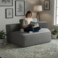 thumbnail image 2 of Resenkos Grey Teddy Fleece Single Sofa Chair - Compressed Modular Wide Seat with 3 Back Cushions, Cozy for Living Room & Dorm, 2 of 12