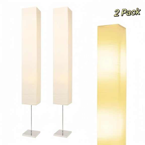 2*pcs paper art floor lamp, Japanese style floor lamp 59", rice paper lampshade, warm and simple style, corner paper lantern, suitable for bedroom, office and living room - beige