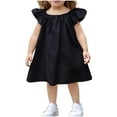 thumbnail image 2 of ATOGUTA Size 1T-8 Flower Girl Dresses Ruffle Sleeve Summer Beach Holiday A-Line Cute Midi Casual Sundress Black, 2 of 5