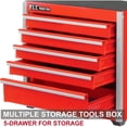 thumbnail image 3 of 5-Drawer Micro Roll Cab Steel Tool Box, Red Hand Carry Tool Cases for Tools Stor, 3 of 9