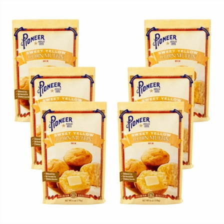 Pioneer Sweet Yellow Corn Muffin Mix, 6 Pack, 6 oz