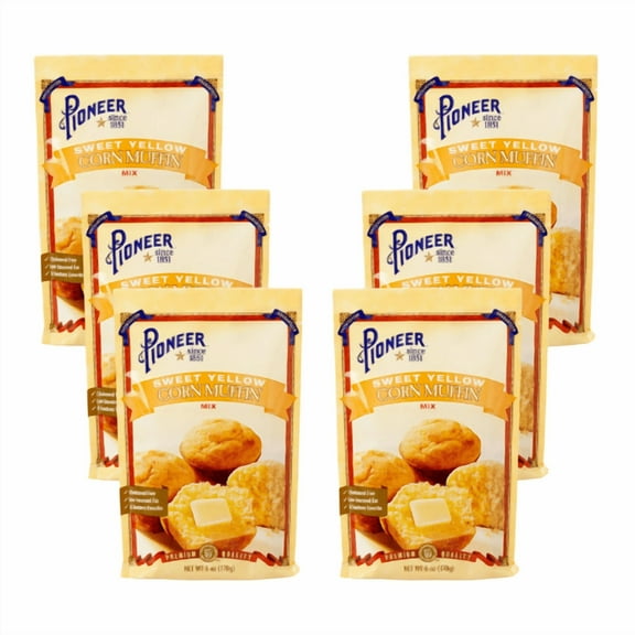 Pioneer Sweet Yellow Corn Muffin Mix, 6 Pack, 6 oz