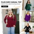 thumbnail image 4 of Uvplove Women's Spring Plus Size V-Neck Tunic Tops Casual Loose Long Sleeve Floral Print Blouses with Pleated,US L-4XL in F Cashew Green, 4 of 8