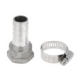 thumbnail image 1 of Accesorios de manguera de acero inoxidable 304 Unique Bargains 25/32" OD con conector hembra de rosca BSPT de 3/4" para aire, agua, aceite, gas, combustible, 1 juego tono plateado, 1 of 6