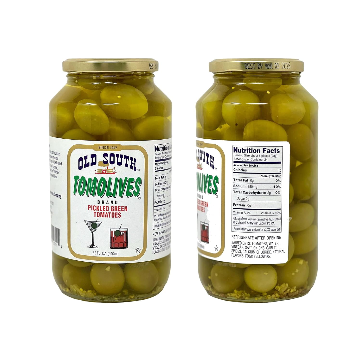 Old South Tomolives (2 Pack, 32 fl oz each) bundled with complementary 4-count Coasters