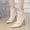Beige, variant on Ruched Bow Decor Thin Stiletto High Heel Boots for Women, Solid Smooth Faux Leather Minimalist Party Footwear Beige 35