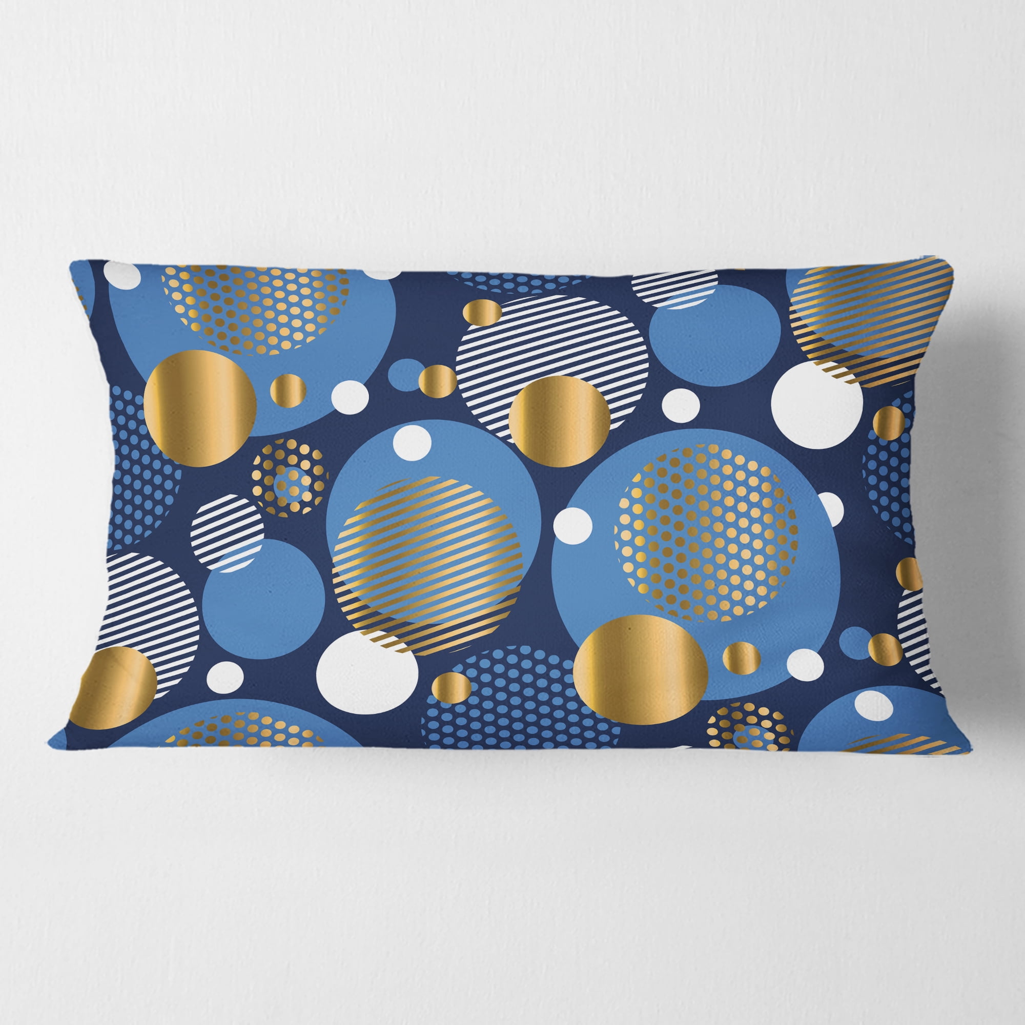 Designart Circular Abstract Retro Geometric XI' Mid-Century Modern Throw Pillow - 12x20
