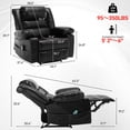 thumbnail image 2 of HSUNNS Recliner Chair, Breathable Leather Elderly Sofa with Heat Therapy and Timer Massage Setting Function, Electric Recliners with Side Pocket for Living Room Bedroom Home Theater, Black, 2 of 10
