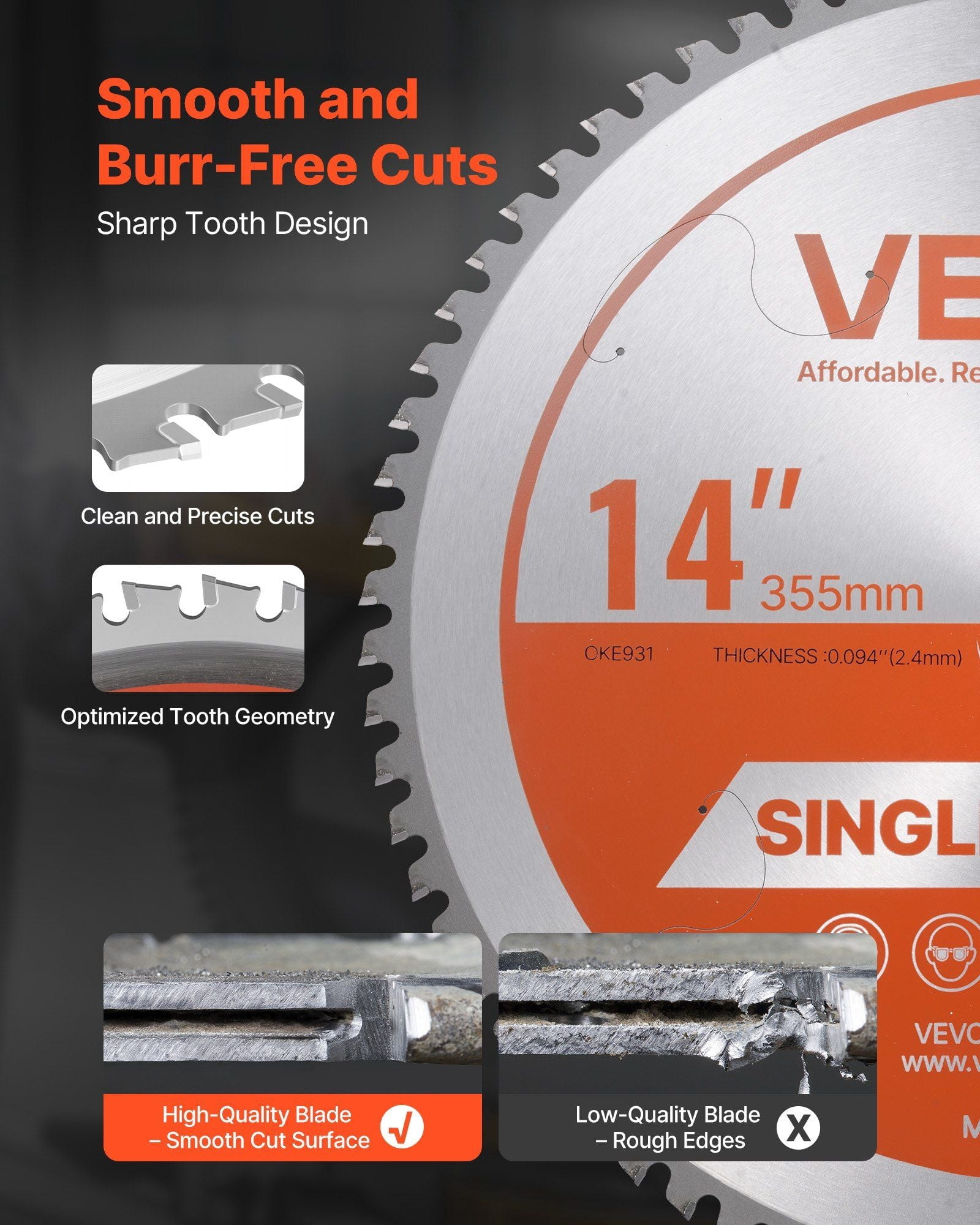 Circular Saw Blade Metal Cutting Blade for Circular Saw 14 in 72 Teeth