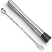 RUseeN 10 Inch Stainless Steel Cocktail Muddler and Mixing Spoon Home Bar Tool Set, Create Delicious Mojitos and Other Fruit Based Drinks