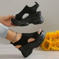 thumbnail image 6 of Mostsola Womens Sandals Platform Fashion Sneakers Peep Toe Knitted Mesh Wedges Heels Pumps, 6 of 6