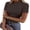 Brown, variant on Women's Lettuce Trim Mock Neck Short Sleeve Tops Casual Ribbed Knit Slim Fit Tee Shirt Spring Layer Vacation Outfits White Medium