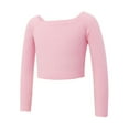 thumbnail image 1 of DGHM Col Roulé pour Filles, Tenues d'Automne pour Tout-Petits avec Soutien-Gorge Intégré, Hauts à Manches Longues pour Femmes, Pull-Over de Ballet, Pull Actif Doux, Rose, 1 of 3