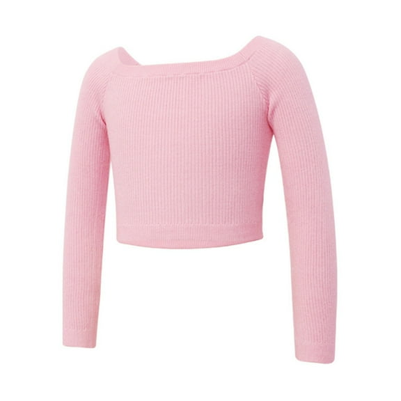 FAOWME Toddler Kids Girls Long Sleeve Tops Pullover Ballet Sweater Soft Warm Up Active Sweater Pink 11-12 Years