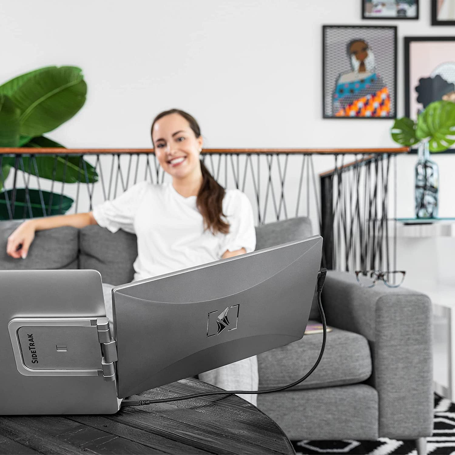 SideTrak Swivel 14" Attachable Portable Laptop Monitor FHD IPS USB Laptop Dual Screen with Kickstand | Mac, PC, & Chrome Compatible | Fits All Laptop Sizes | USB-C or Mini HDMI Powered (Dark Silver)