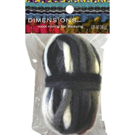 Black Variegated Pencil Roving For Weaving, 1.05 oz (30g)