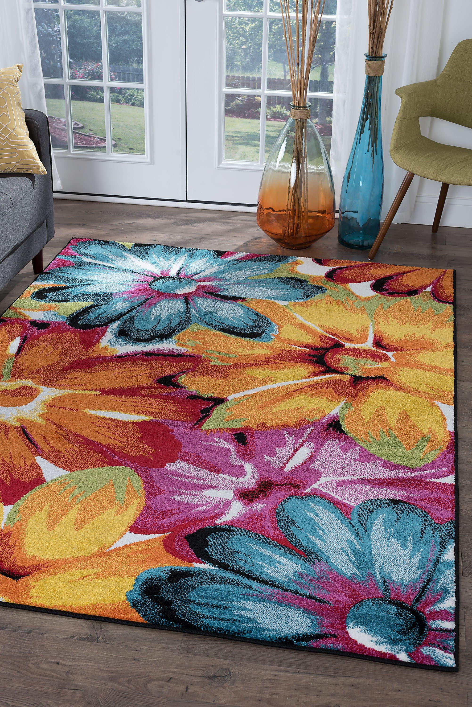 Symphony Contemporary 4' x 5' Multi-Color Polypropylene Indoor Area Rug