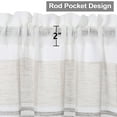 thumbnail image 3 of HA-EMORE Sheer Kitchen Window Curtains, Splicing Striped Design Bathroom Window Curtain Yarn Dyed Boucle Linen Textured Farmhouse Half Window Kitchen Cafe Curtains, 27"W, Set of 2, 3 of 7