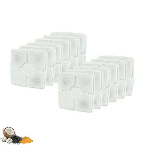 NISPIRA Triple Filtration Charcoal Water Filter Replacements for Veken 84oz/2.5L Pet Cat Dog Water Fountain, 12 Pack