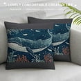 thumbnail image 3 of Fish Pillows Nature Nautical Ocean Sea Seaweed Coral Whale Shark Dolphin Throw Pillow Cover Decorative Pillow Case Square Cushion Accent Home  Inch Blue, 3 of 5
