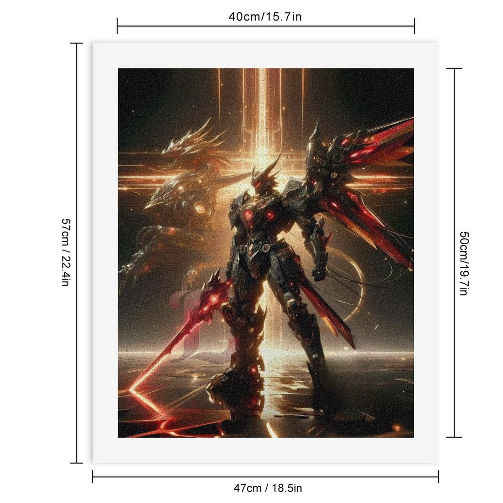Paint By Numbers Kit for Adults Beginner - DIY Futuristic Mecha Dragon Warrior Canvas Painting Kits for Adults, Frameless Paint By Number for Adults for Home Wall Decor 16x20 Inch