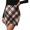 thumbnail image 2 of Wool Skirts for Women Fall Winter High Waisted Plaid Bodycon Pencil Short Mini Skirt, 2 of 8