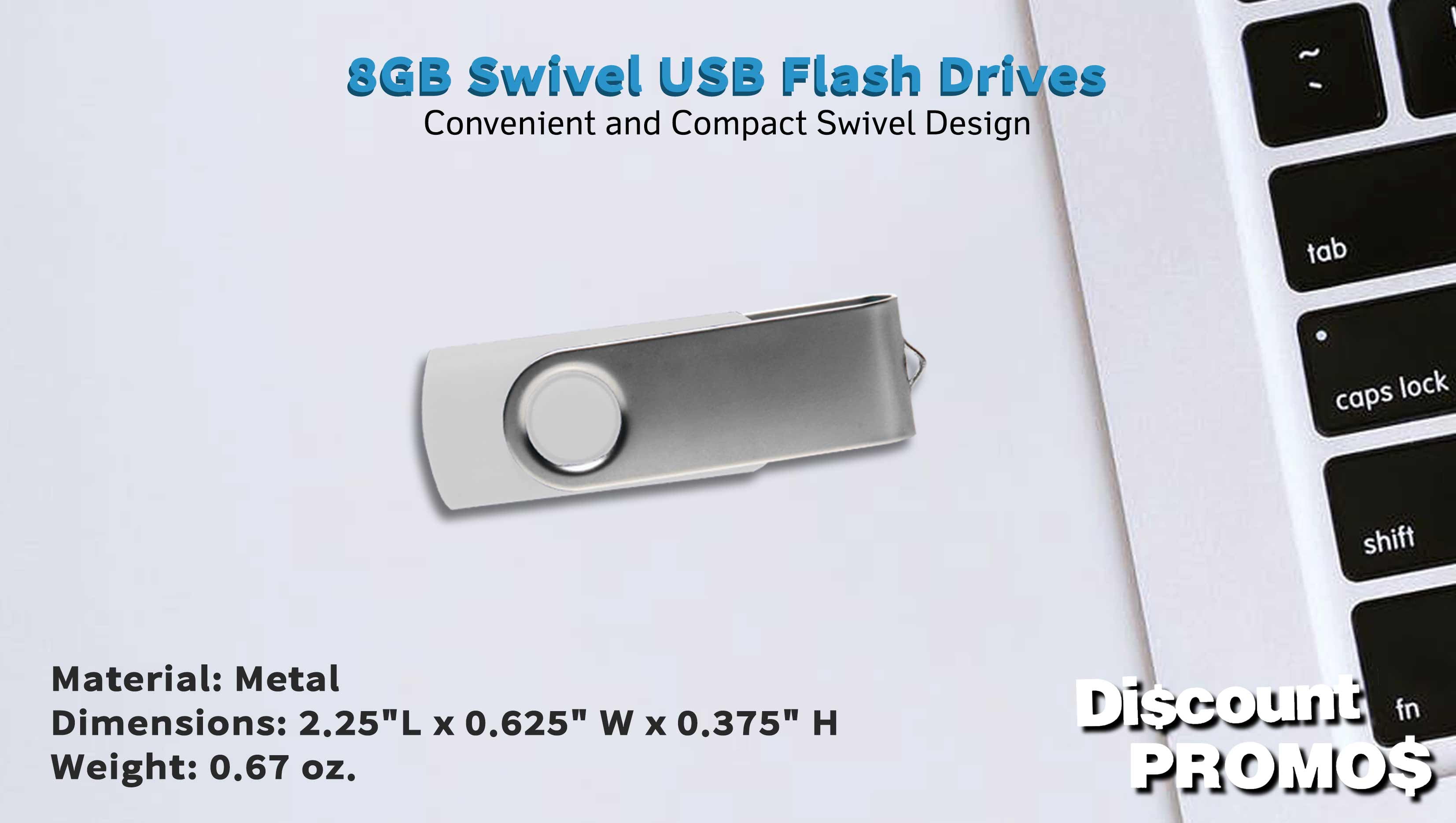 6 Swivel USB Flash Drives Pack, 8GB - Pocket size, Long Data Retention - White