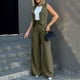 thumbnail image 2 of Traje elegante de color liso para mujer: conjunto de chaleco, camiseta sin mangas y pantalones anchos. Conjunto informal/formal, tejido cómodo. Tallas S-XXL., 2 of 8