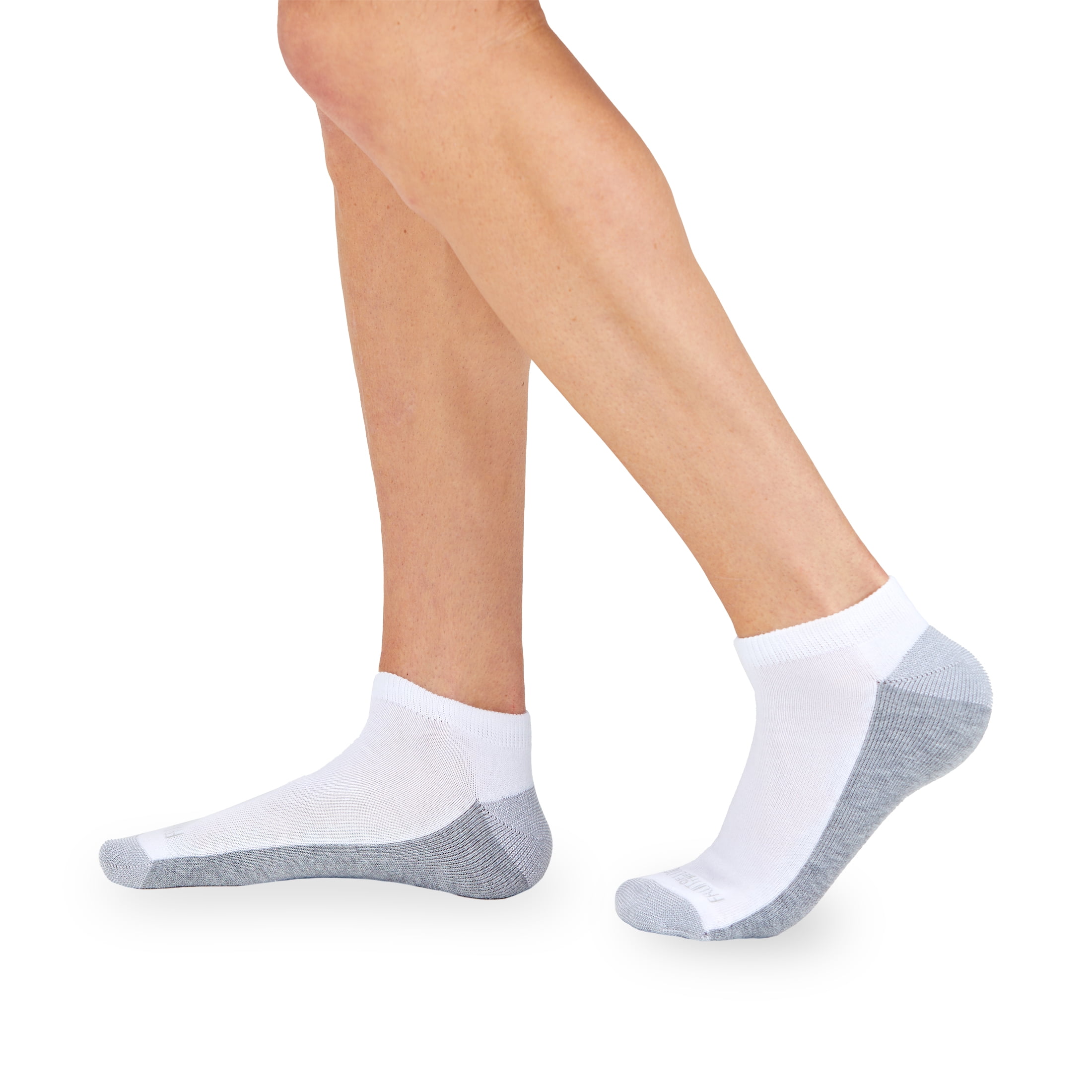 Fruit of the Loom Men's Dual Defense No Show Socks, Sizes 6-12, White (6-Pack)