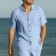 thumbnail image 1 of pstuiky camisetas para hombre, Top deportivo plisado de verano para hombre, informal, de color liso, de manga corta, con media cremallera y cuello alto camisas casuales para hombre xxl, 1 of 8