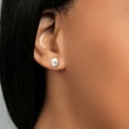 thumbnail image 4 of Gem Stone King 14K Yellow Gold Cultured Freshwater Pearls and Pink Lab Grown Diamond Stud Earrings for Women (Pearl: 6.5MM, Diamond: 0.12 Cttw, Round 2.5MM), 4 of 4