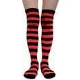 thumbnail image 3 of COUVER Women Striped Over Knee Stockings, Black Red, 2 Pairs, 3 of 8