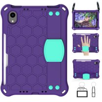 Allytech Case for iPad Mini 6 Cover with Pencil Holder, Shockproof Slim EVA Back Handle kickstand Cover with Shoulder Strap Anti-Scratch Kidsproof Case for iPad Mini 6th Gen 8.2 inch 2021, Purple Mint